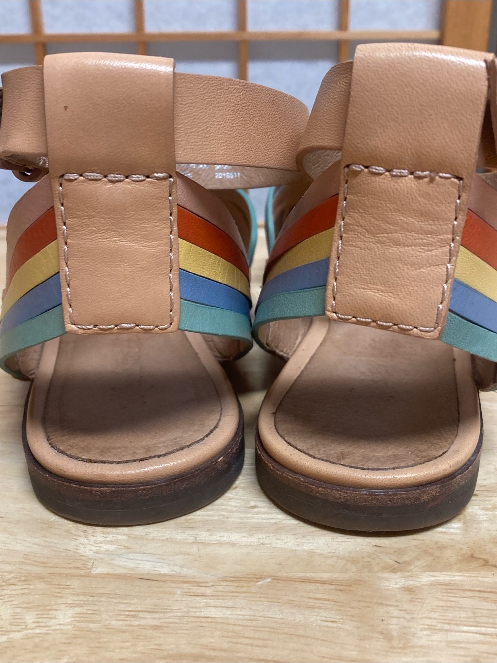 Madewell The Samira Flat Sandal in Leather Rainbow Striped Edition Sz 8 - Picture 3 of 12